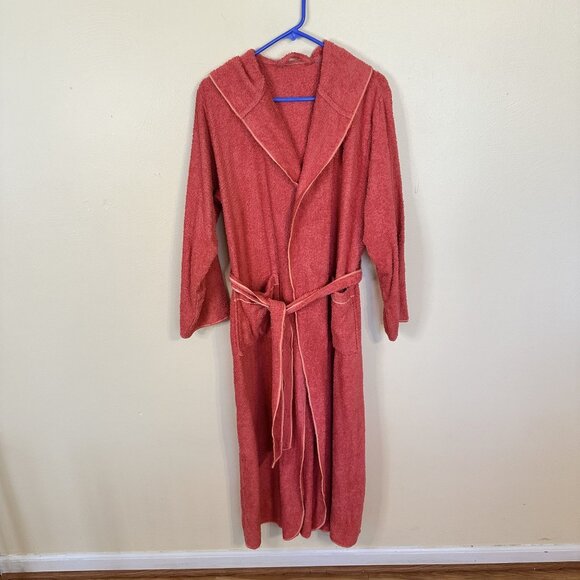 Arus Womens Hooded Terry Cloth Bathrobe Coral Pink 100% Cotton Made In Turkey - Picture 7 of 7